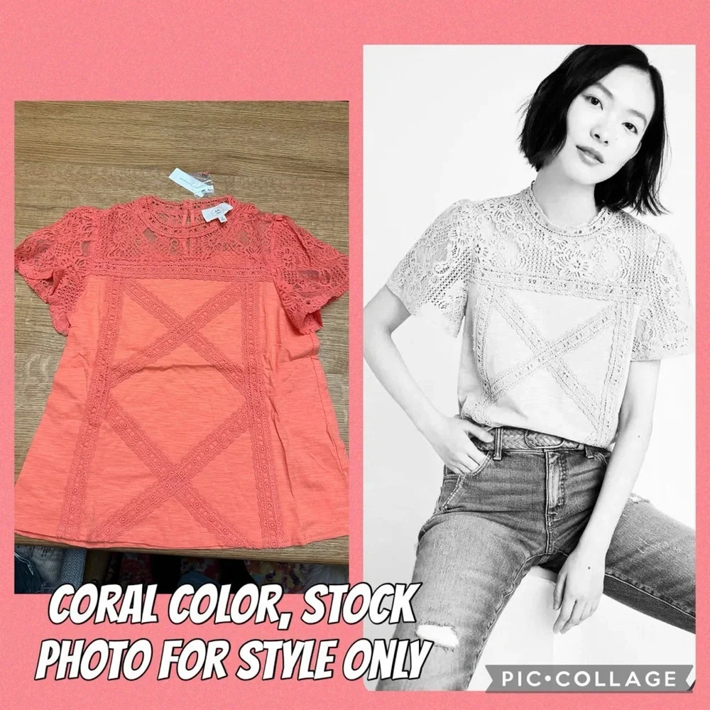 Anthropologie NWT Ella Mara Liliya lace detail top size small 17” p2p